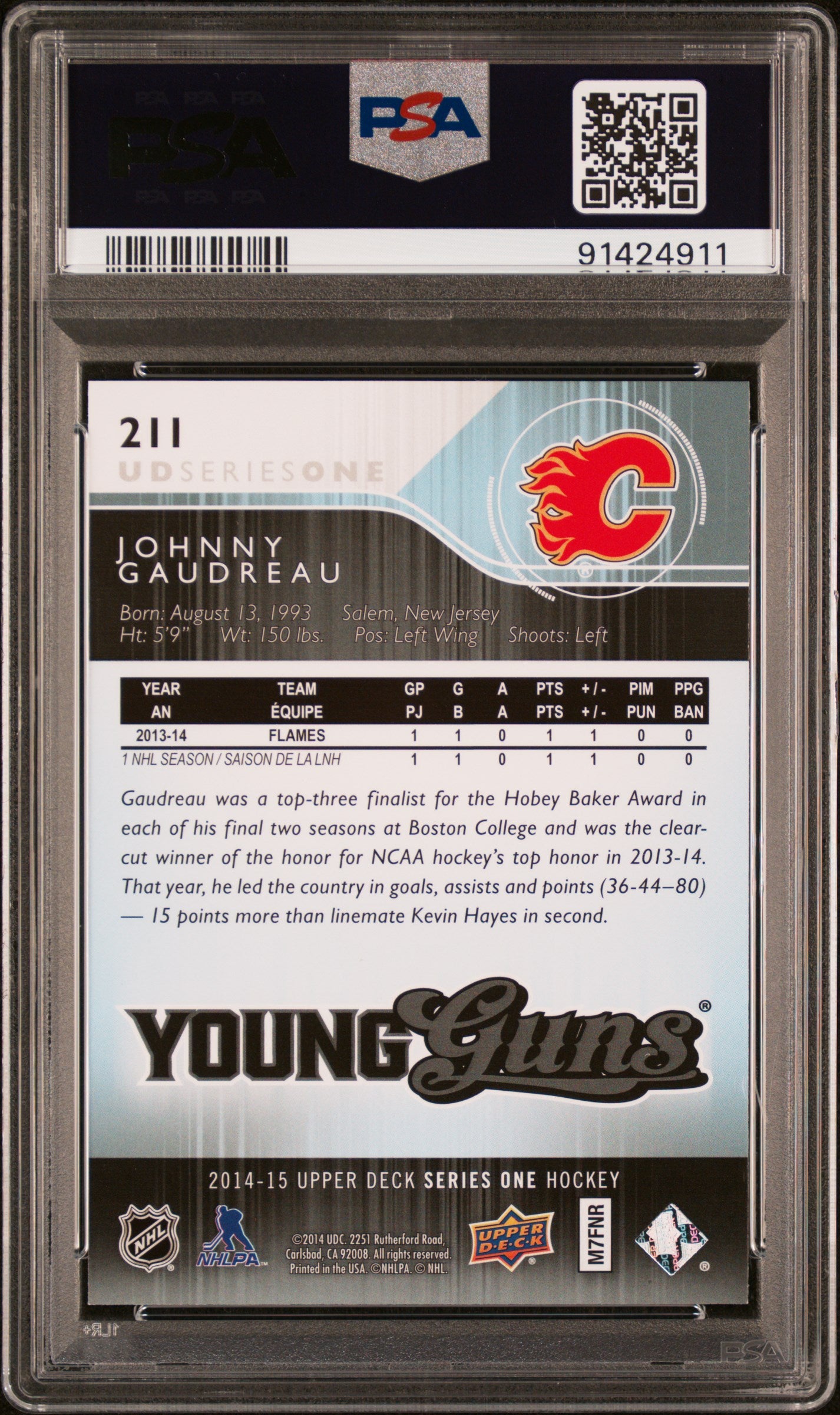 2014 Upper Deck #211 Johnny Gaudreau PSA 10