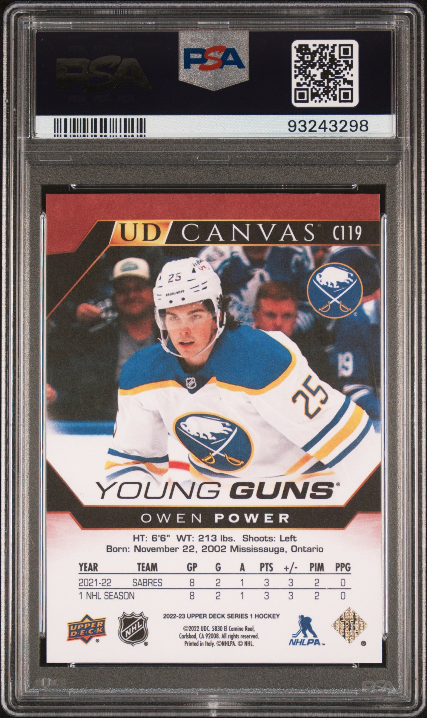 2022 Upper Deck Ud Canvas #C119 Owen Power Ud Canvas PSA 10