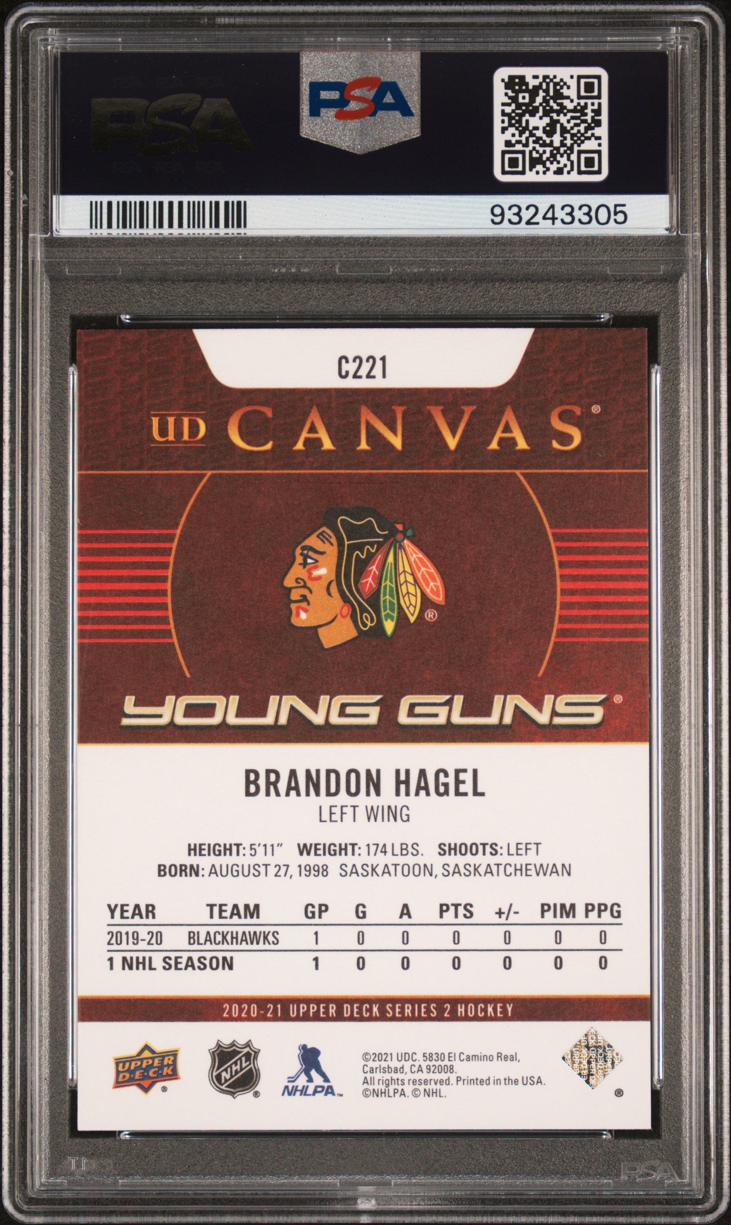 2020 Upper Deck Ud Canvas #C221 Brandon Hagel Ud Canvas PSA 10