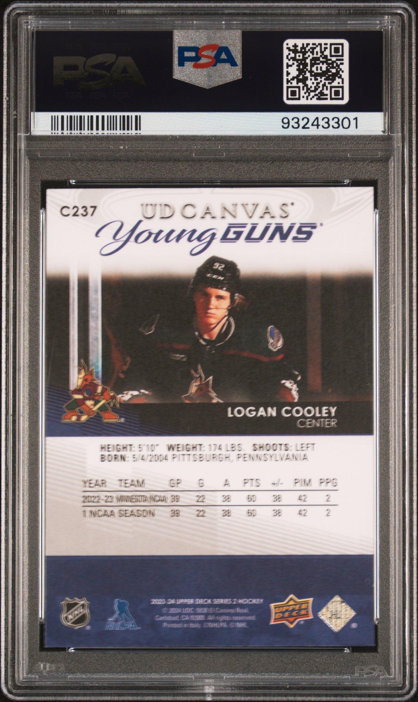 2023 Upper Deck Ud Canvas #C237 Logan Cooley PSA 9