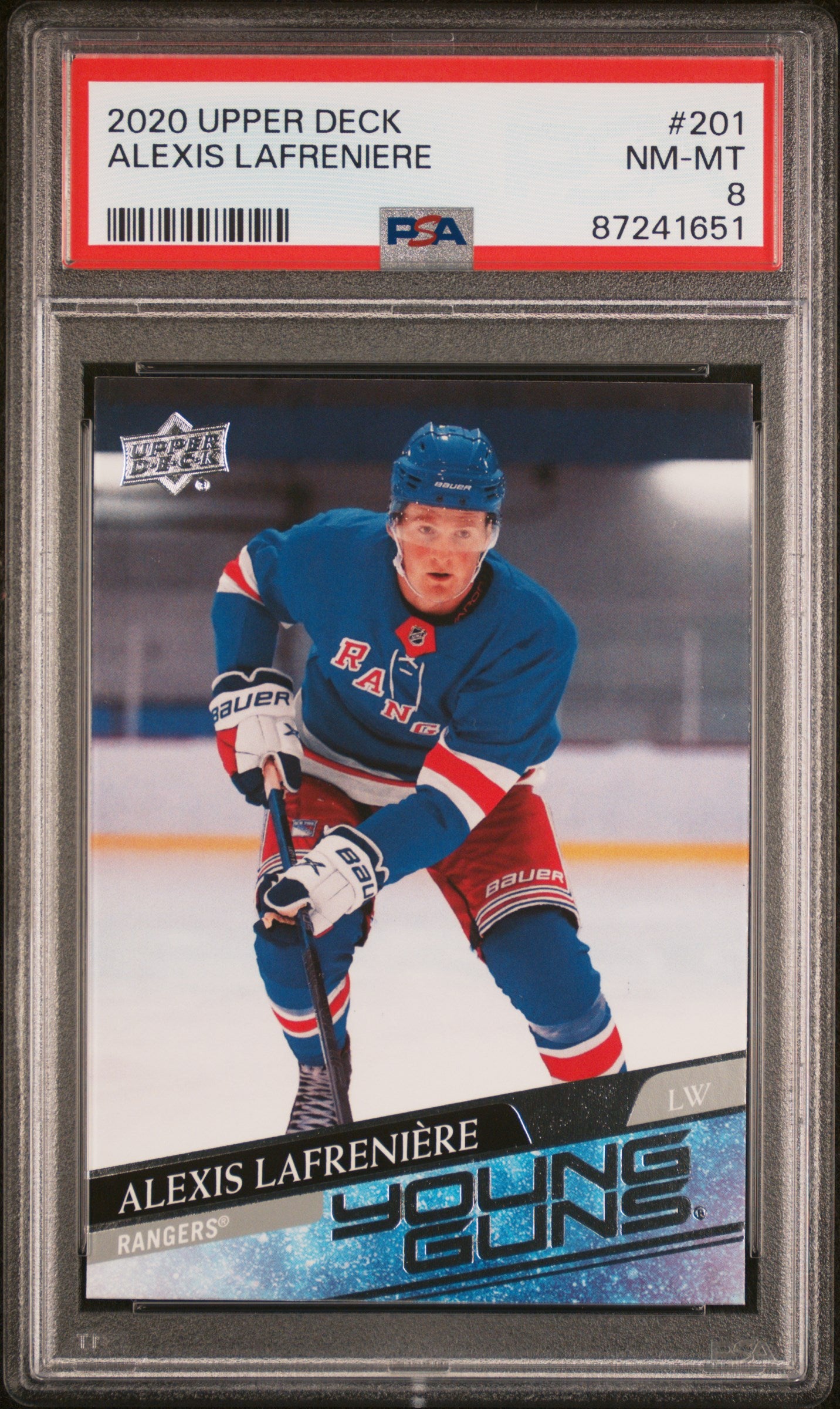 2020 Upper Deck #201 Alexis Lafreniere PSA 8