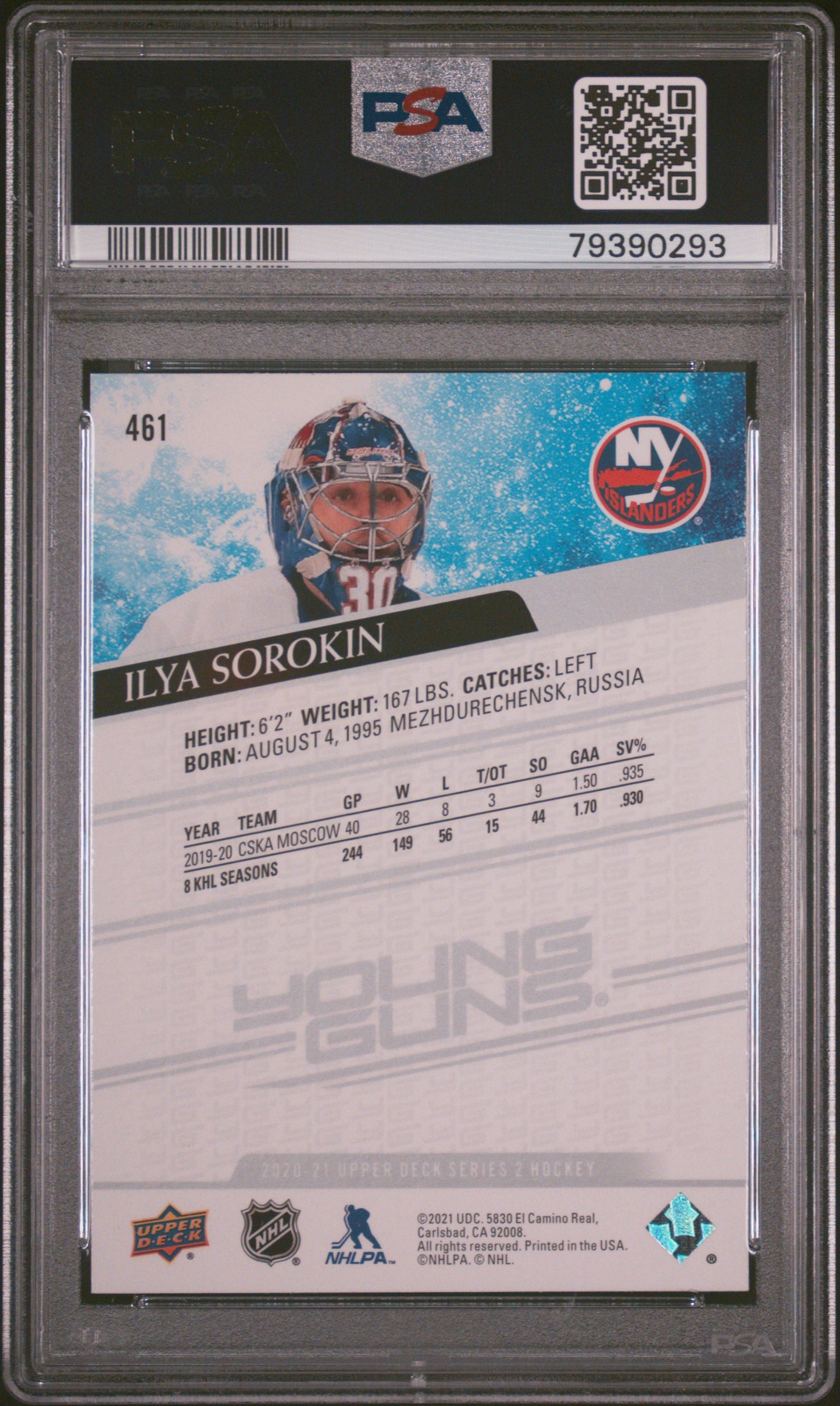 2020 Upper Deck #461 Ilya Sorokin PSA 8