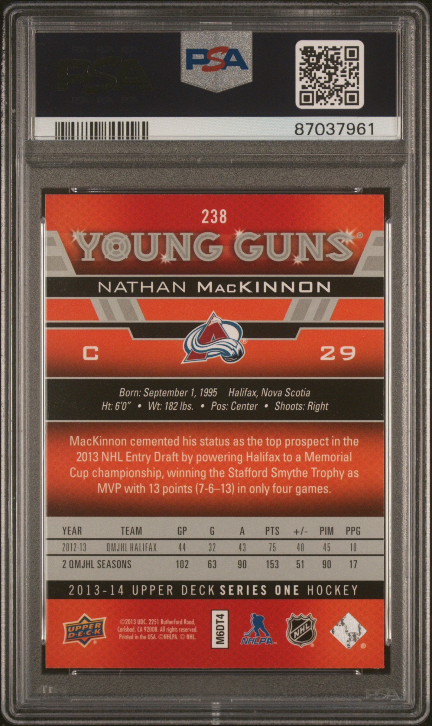 2013 Upper Deck #238 Nathan Mackinnon PSA 9