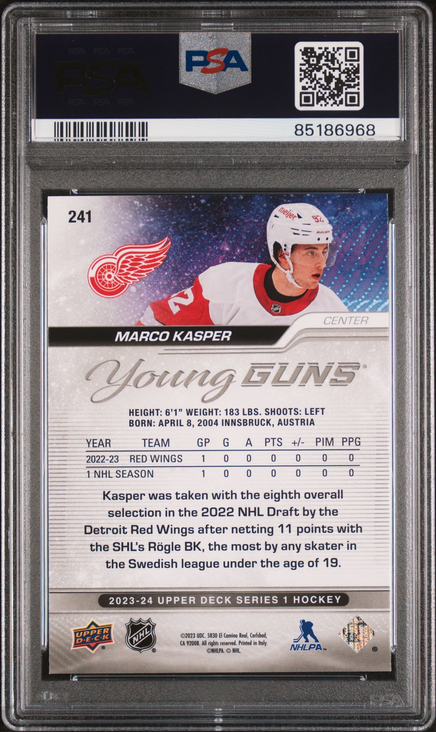 2023 Upper Deck #241 Marco Kasper PSA 9