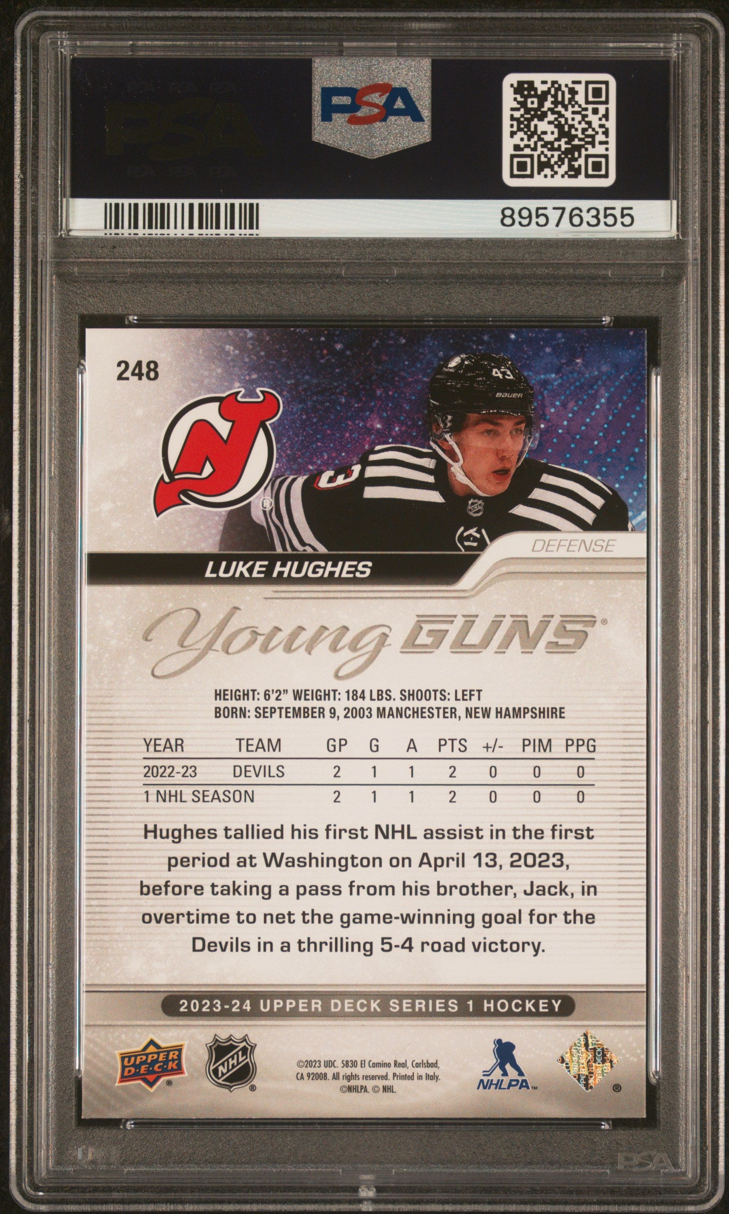 2023 Upper Deck #248 Luke Hughes PSA 9