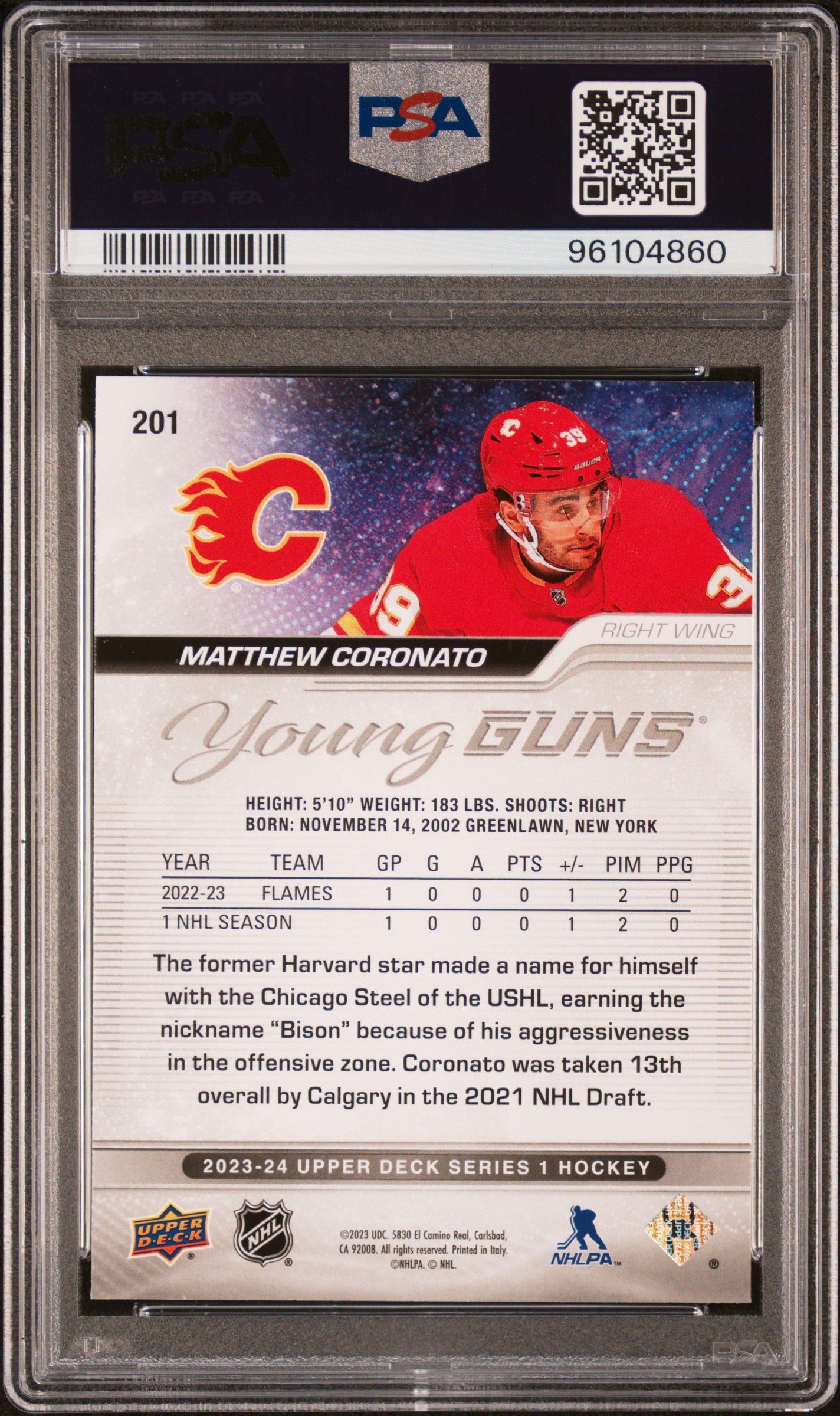 2023 Upper Deck #201 Matthew Coronato PSA 9