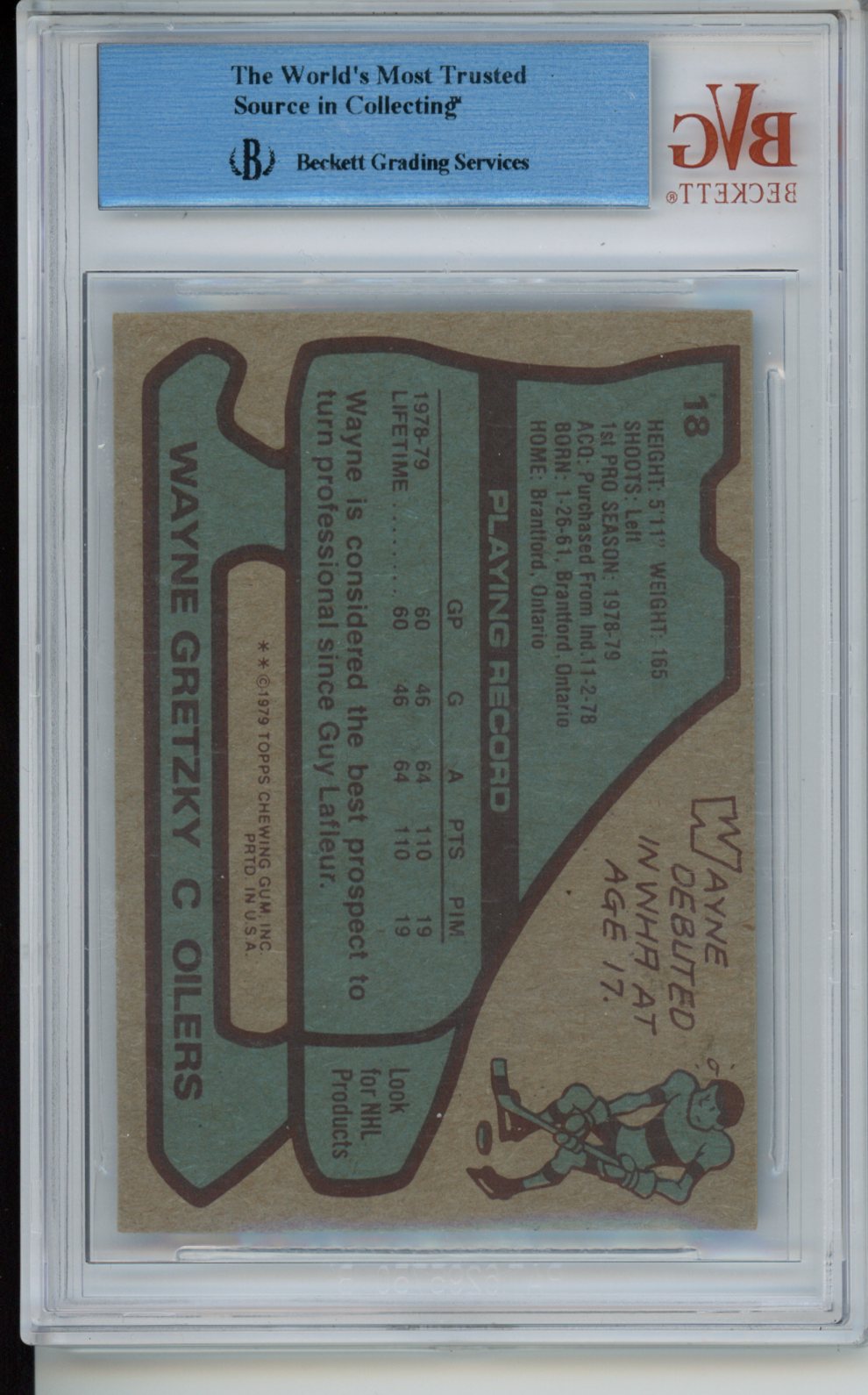 1979-80 Topps #18 Wayne Gretzky RC BVG Authentic