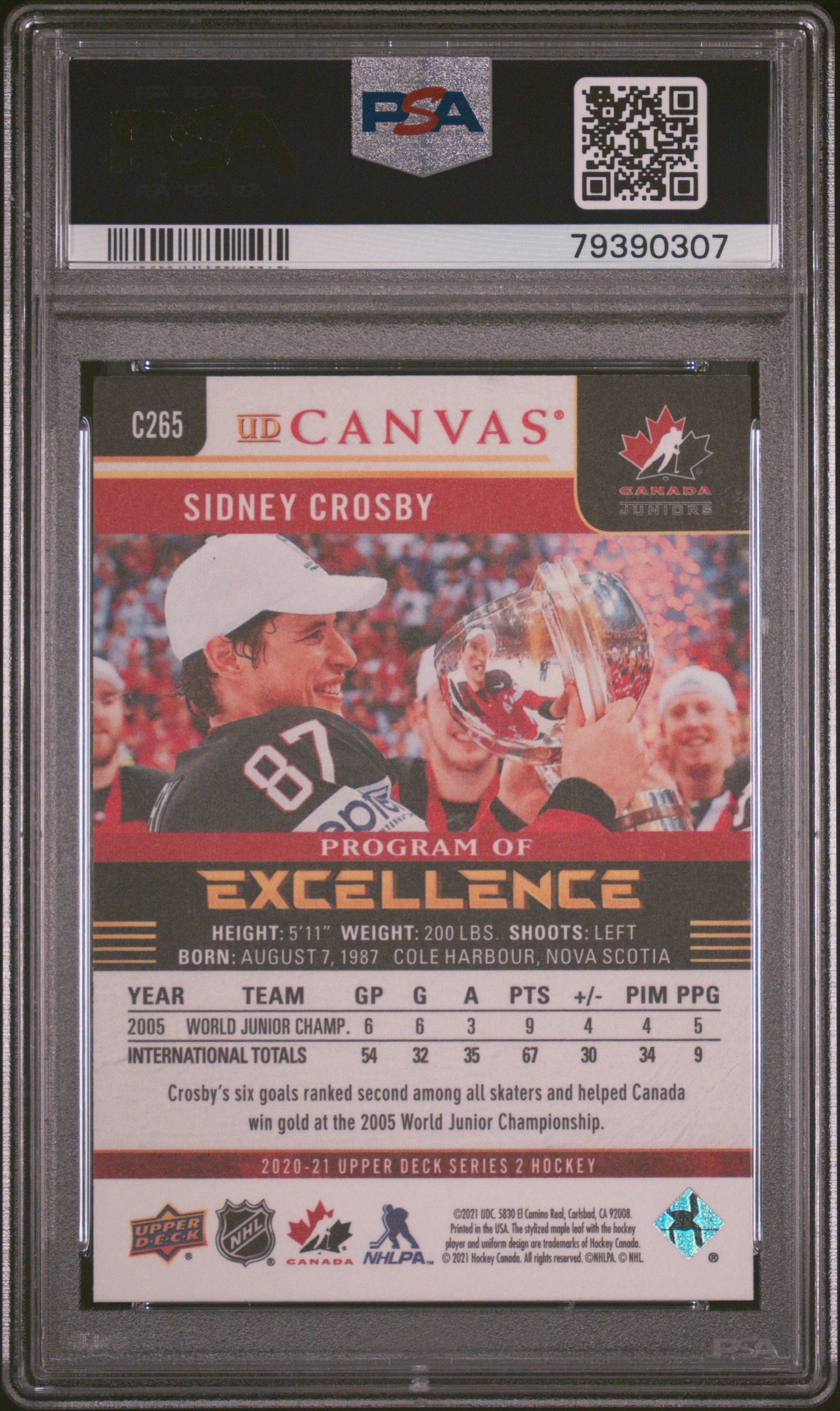 2020 Upper Deck Ud Canvas #C265 Sidney Crosby Ud Canvas PSA 9