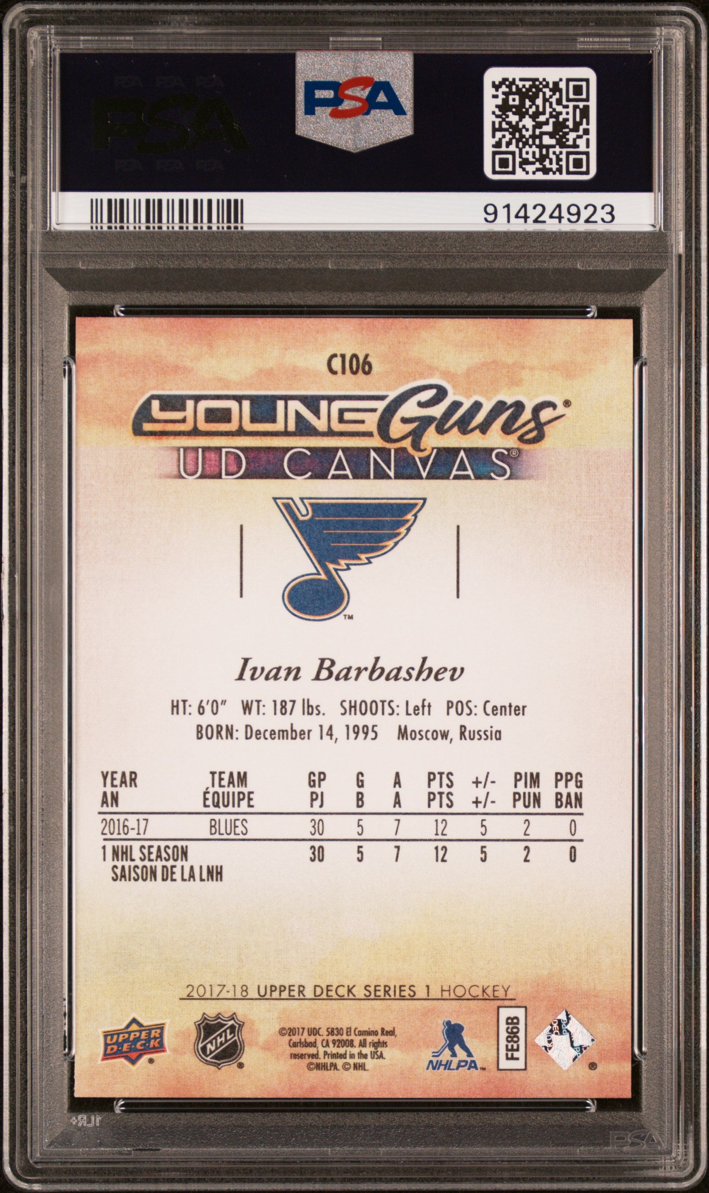 2017 Upper Deck Canvas #C106 Ivan Barbashev PSA 10