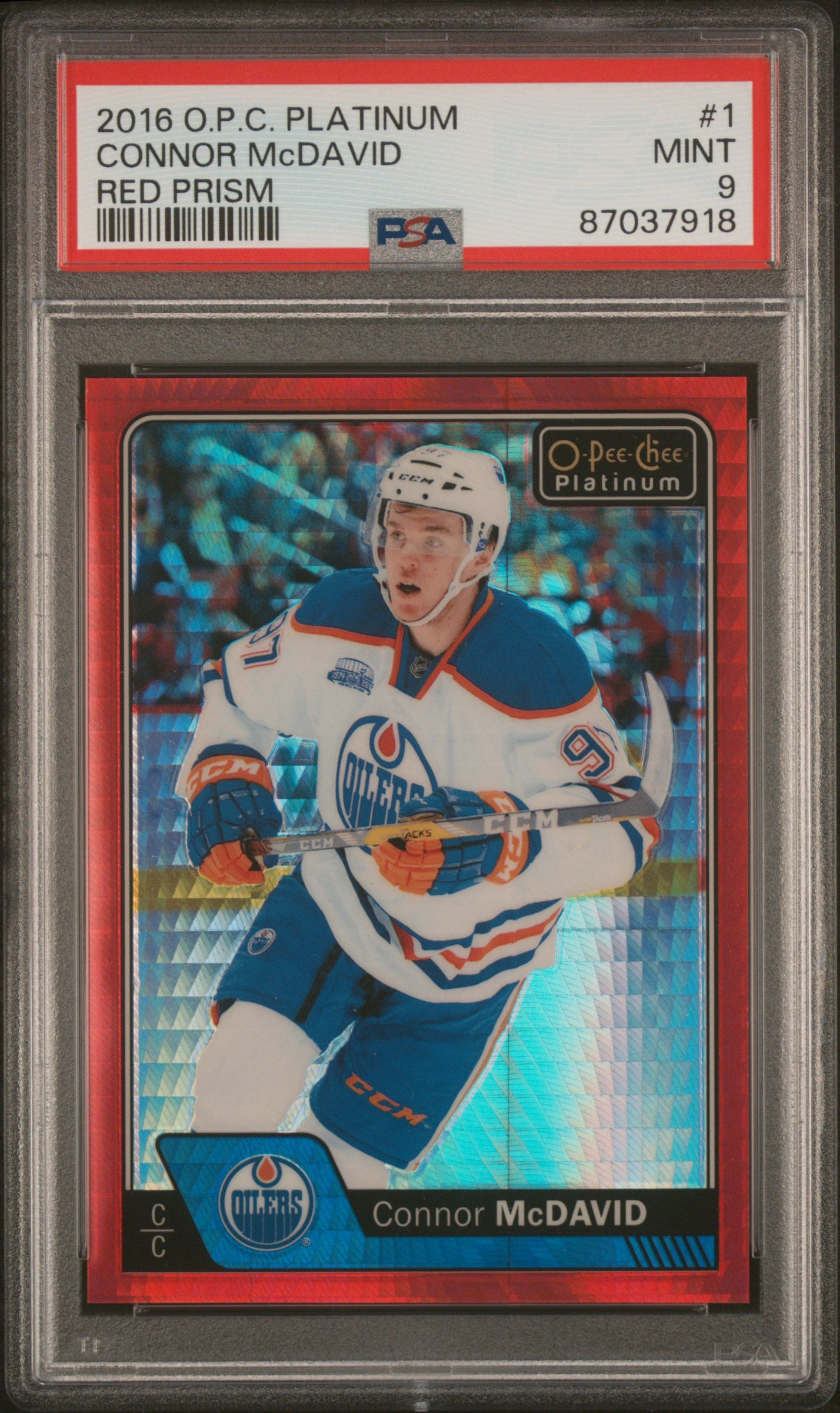 2016 O-Pee-Chee Platinum #1 Connor Mcdavid Red Prism PSA 9