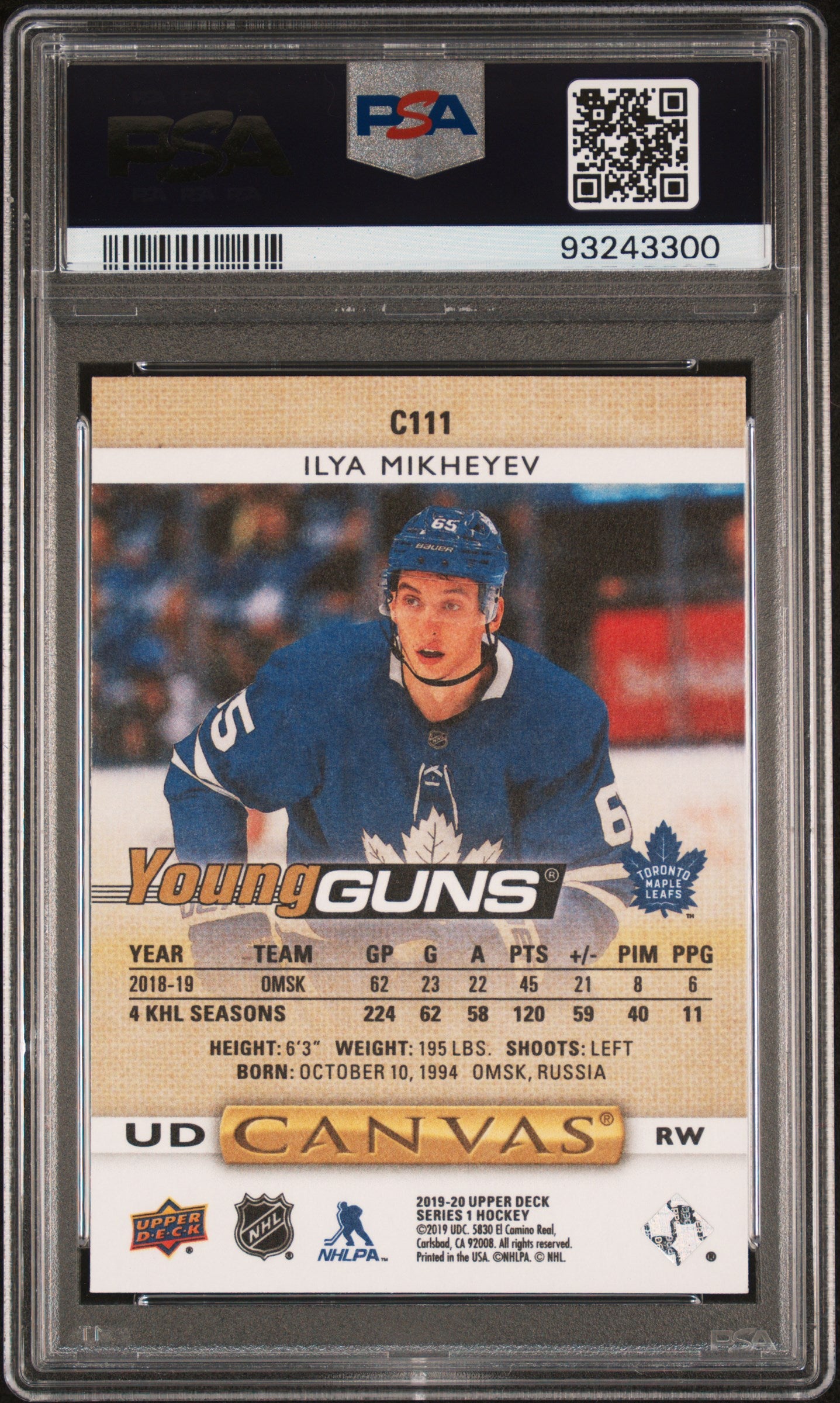 2019 Upper Deck Canvas #C111 Ilya Mikheyev PSA 10