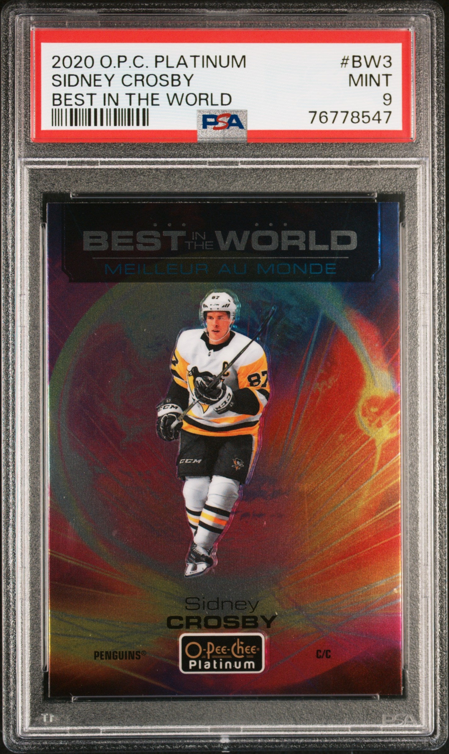 2020 O-Pee-Chee Platinum Best In The World #BW3 Sidney Crosby Best In The World PSA 9