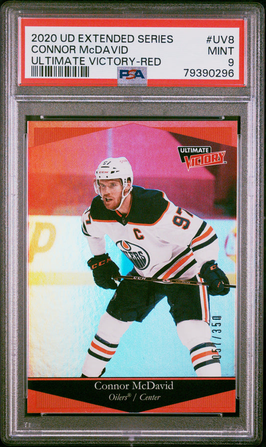2020 Upper Deck Extended Series Ultimate Victory #UV8 Connor Mcdavid Ultimate Victory-Red PSA 9