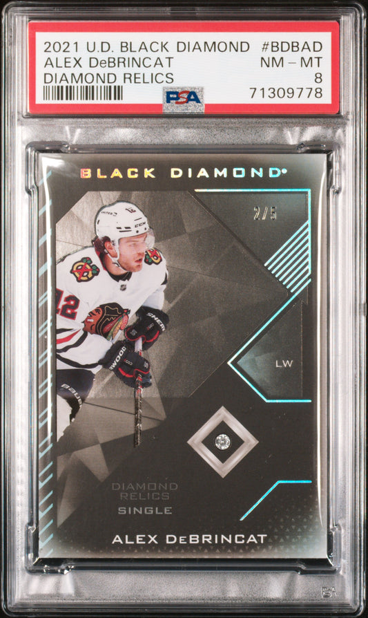 2021 Upper Deck Black Diamond #BDBAD Alex Debrincat Diamond Relics PSA 8