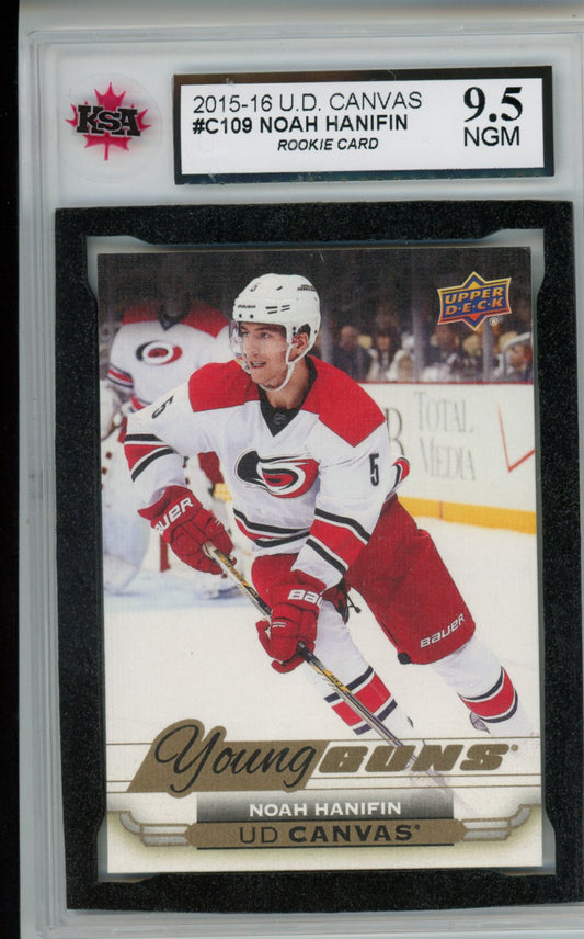 2015-16 Upper Deck Noah Hanifin #C109 Young Guns Canvas KSA 9.5